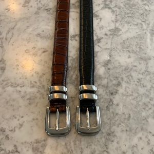 Two mens belts- brown and black